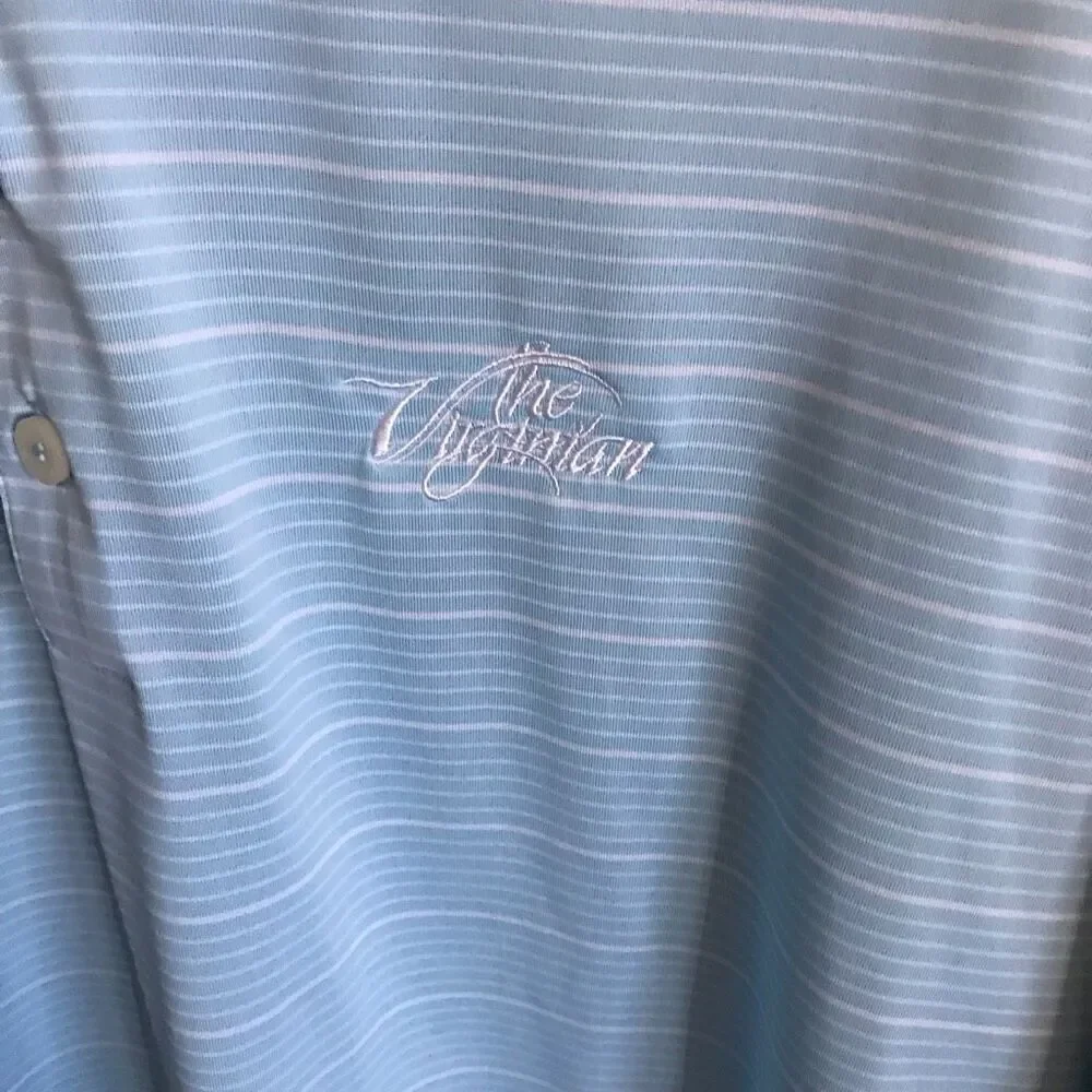 Adidas climalite golf polo men’s SZ XL blue white stripe Virginian golf Club